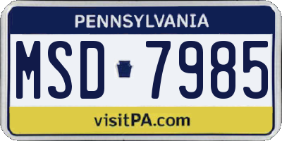 PA license plate MSD7985
