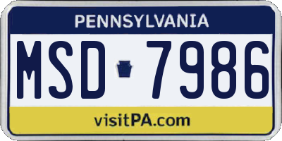 PA license plate MSD7986