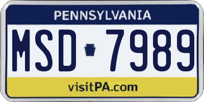 PA license plate MSD7989