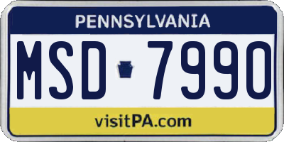 PA license plate MSD7990