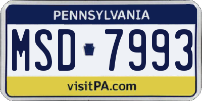 PA license plate MSD7993