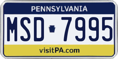 PA license plate MSD7995