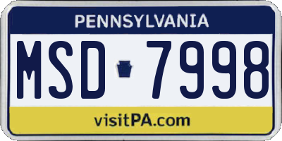 PA license plate MSD7998