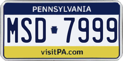 PA license plate MSD7999