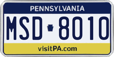 PA license plate MSD8010