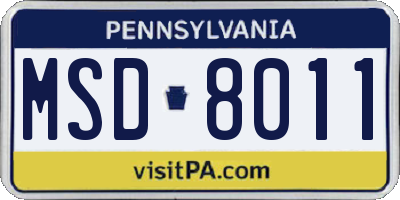 PA license plate MSD8011