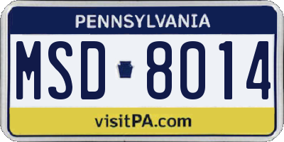 PA license plate MSD8014
