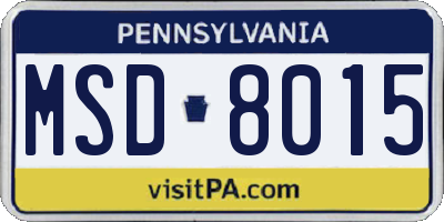 PA license plate MSD8015