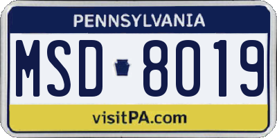 PA license plate MSD8019