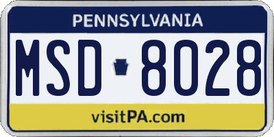 PA license plate MSD8028