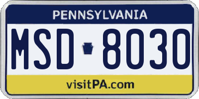 PA license plate MSD8030