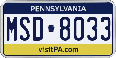 PA license plate MSD8033