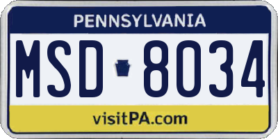 PA license plate MSD8034
