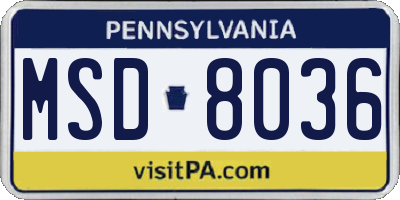 PA license plate MSD8036
