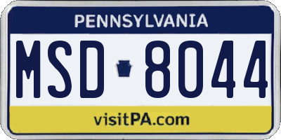 PA license plate MSD8044