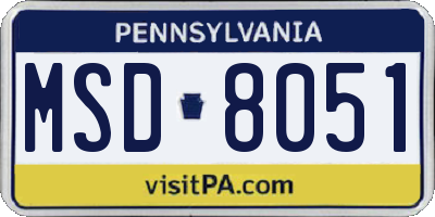 PA license plate MSD8051