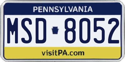 PA license plate MSD8052