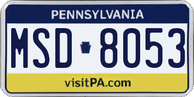 PA license plate MSD8053