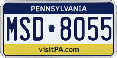 PA license plate MSD8055