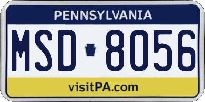 PA license plate MSD8056