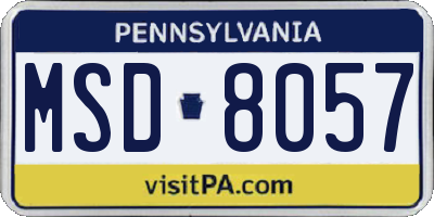 PA license plate MSD8057
