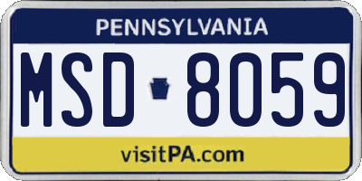 PA license plate MSD8059