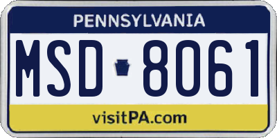 PA license plate MSD8061