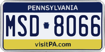PA license plate MSD8066