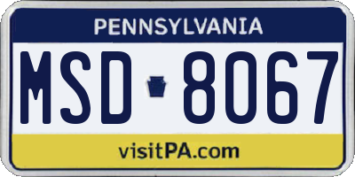 PA license plate MSD8067