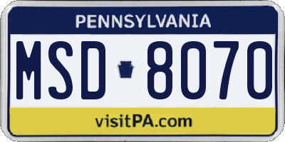 PA license plate MSD8070
