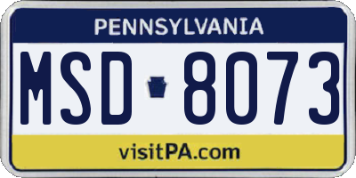 PA license plate MSD8073