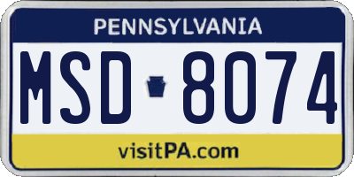 PA license plate MSD8074