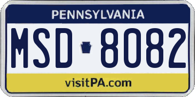 PA license plate MSD8082