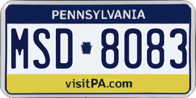 PA license plate MSD8083