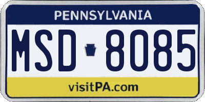 PA license plate MSD8085