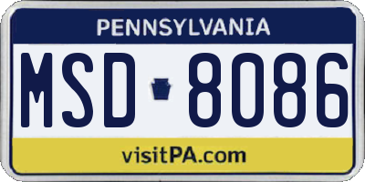 PA license plate MSD8086