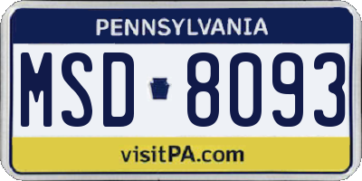 PA license plate MSD8093