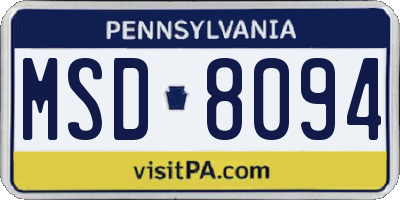 PA license plate MSD8094