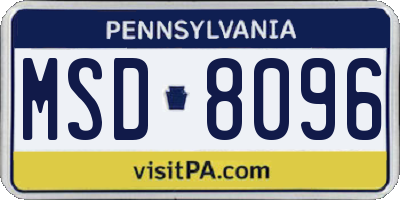 PA license plate MSD8096