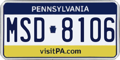 PA license plate MSD8106