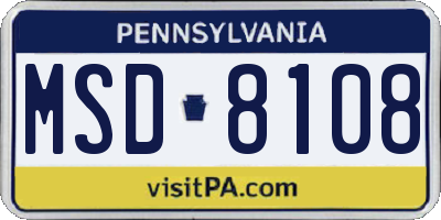 PA license plate MSD8108