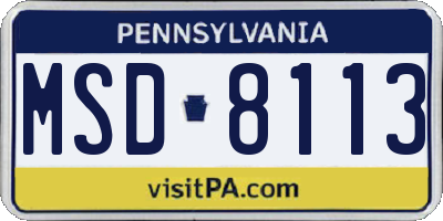 PA license plate MSD8113
