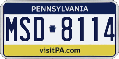 PA license plate MSD8114