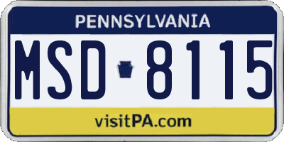 PA license plate MSD8115