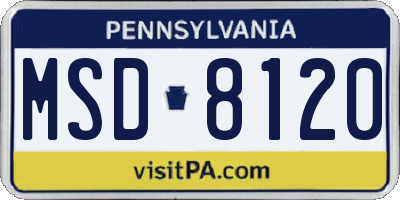 PA license plate MSD8120