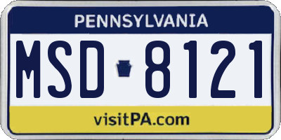 PA license plate MSD8121