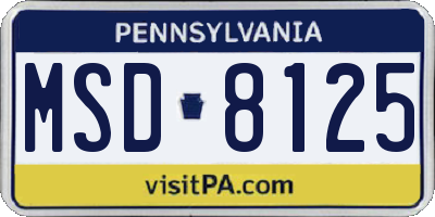PA license plate MSD8125
