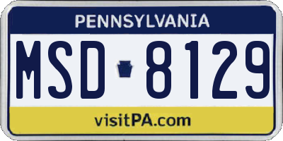 PA license plate MSD8129