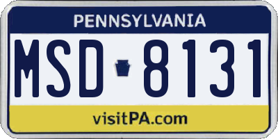 PA license plate MSD8131