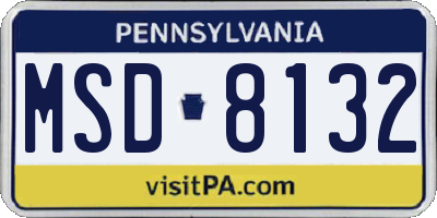 PA license plate MSD8132